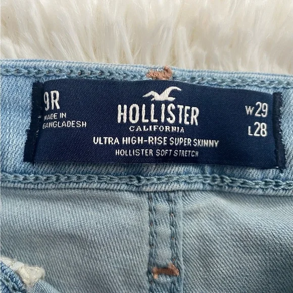 Hollister Ultra High-rise Skinny, Blue Distressed Jeans - Picture 2 of 6